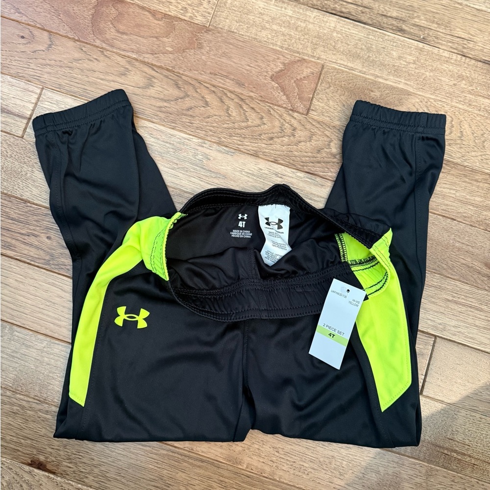 Under Armour Kids Black and Neon Green Joggers